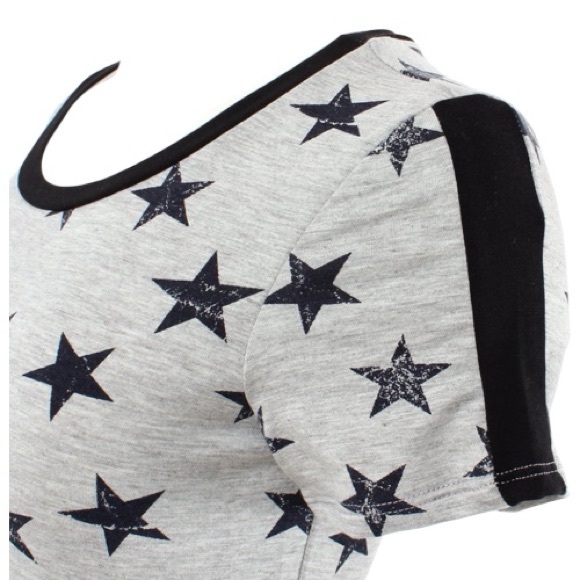 Star Patterned Gray T-shirt Dress size large - Picture 4 of 4